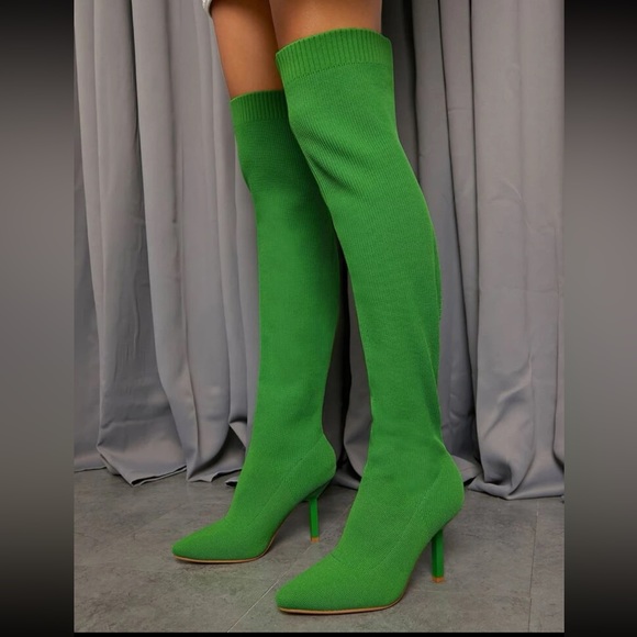 SHEIN Green over the knee boots - Picture 1 of 7